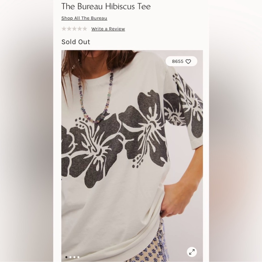 Free People x The Bureau Hibiscus Tee Blue - Picture 5 of 11